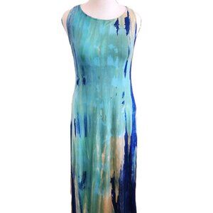 Zen-Knits Hawaiian Waterfall Print Maxi Dress Pullover